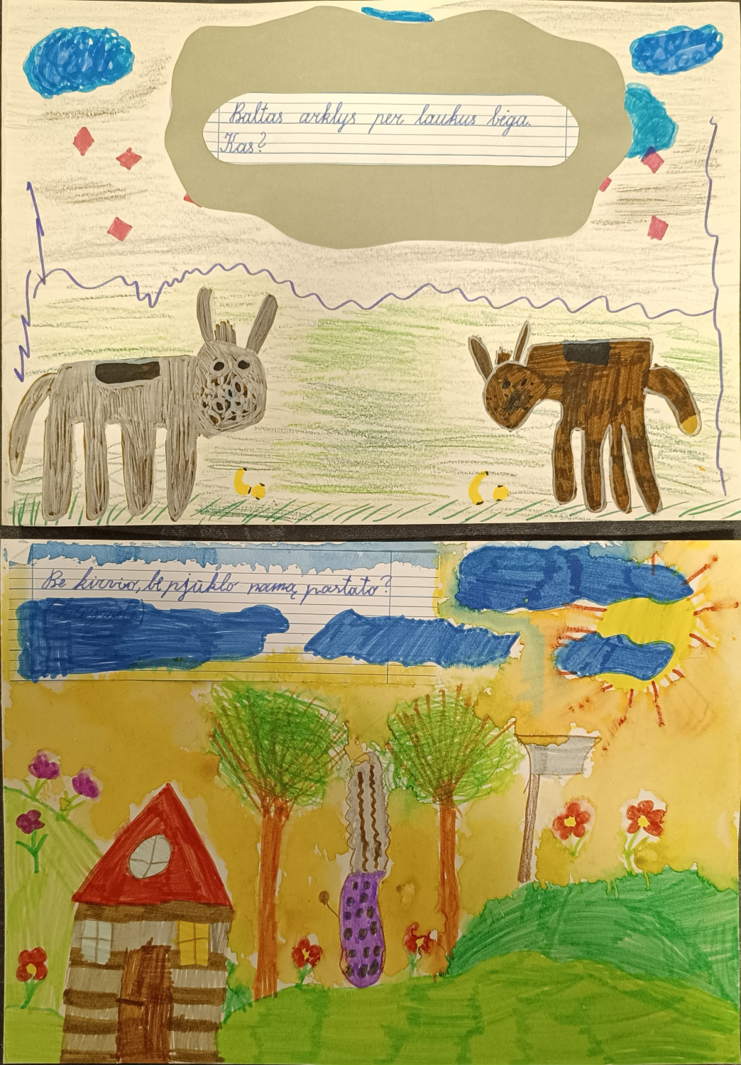 Iliustruotos mįslės. Nupiešk paslaptį.